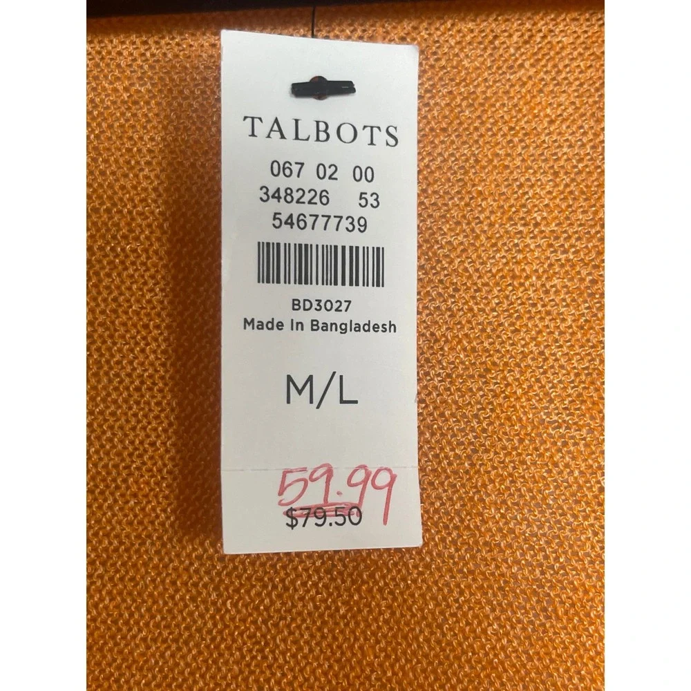 TALBOTS Linen Ruana Wrap M/L Orange NEW Lightweight Cape Wrap Shawl Colorful